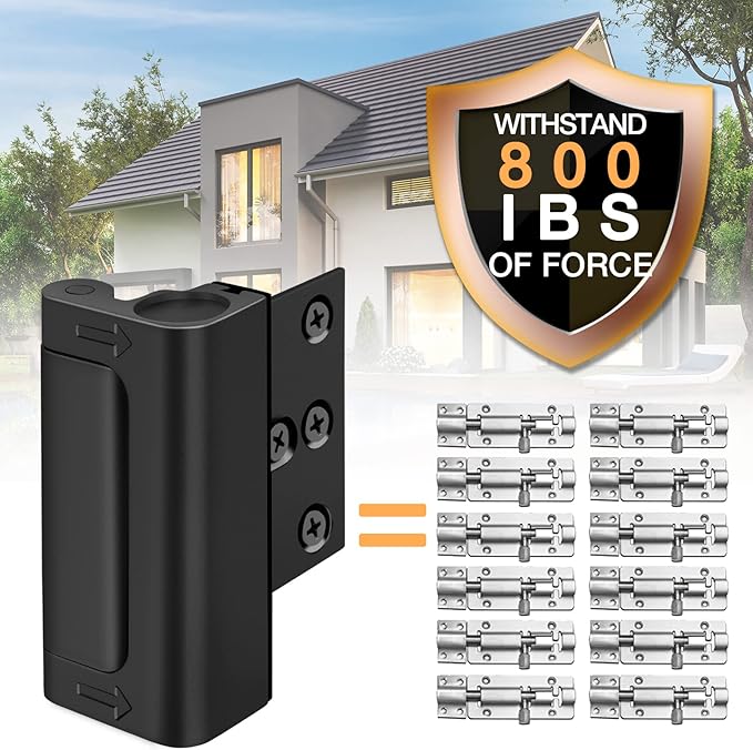 Home Security Door Reinforcement Lock - Child Proof Locks for Front Door Safety, Withstand 800 lbs Top Flip Latch for Inward Swinging Door