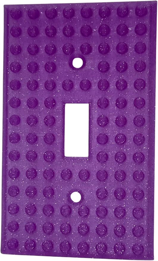 Brick Wall Plate, Single Toggle Light Switch Cover for Kids Bedroom, Game Room, 1-Gang (Purple Sparkle)