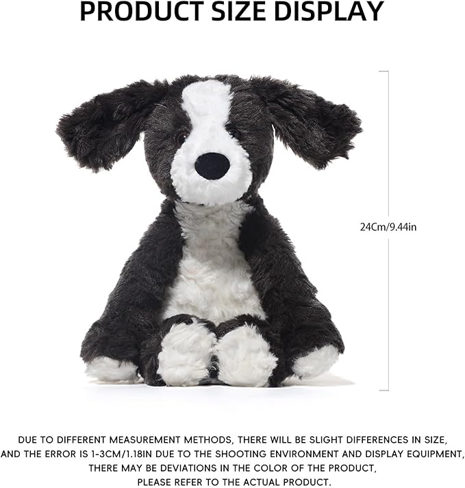 Stuffed Animals Border Collie Plush Toy 9.4-Inch Dog Stuffed Animal Soft and Cuddly for Boys and Girls Plush Toys, Black/White