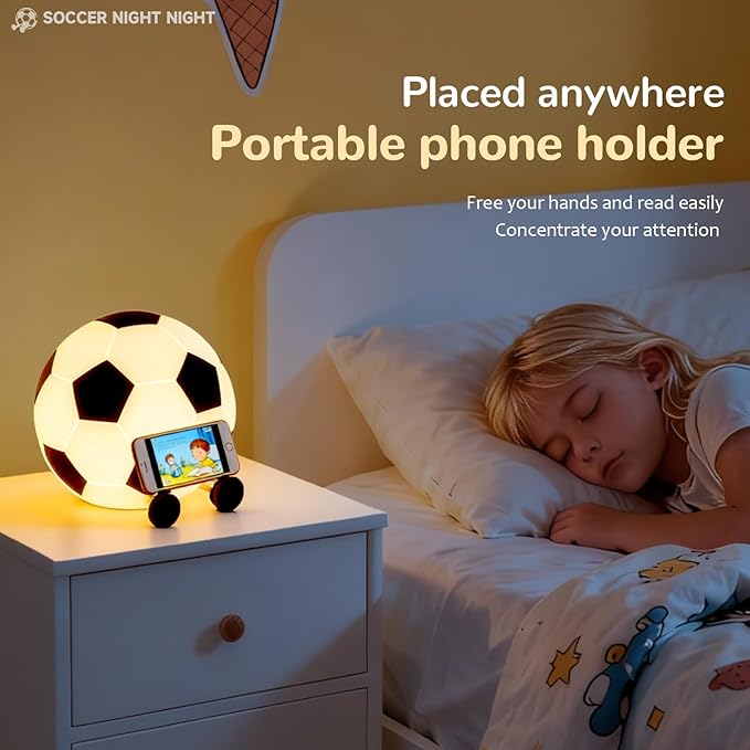 Soccer Night Light for Kids, Adjustable and Timed Silicone Night Lamp, Nursery Bedroom Soccer Lamp Party Decoration Suitable for Boys and Girls