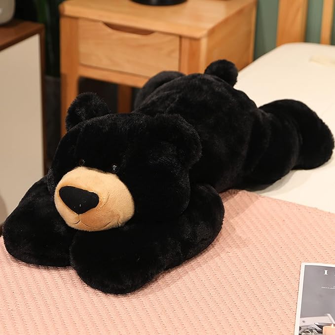 Doireum Weighted Stuffed Animals, 3.3 lbs Weighted Bear Stuffed Animal Toy Black Bear Plush Throw Pillow Gifts for Boys Girls, 19.6 inch