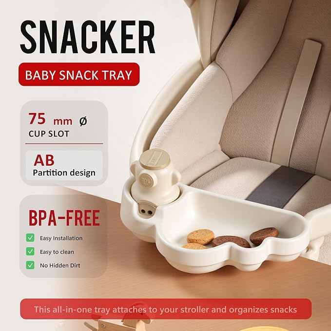 Li & Zhao Universal Stroller Snack Tray Attachment - Universal Snack Tray for Cloud Cup Holder Tray Plastic Accessories for Baby,Toddler(Beige)