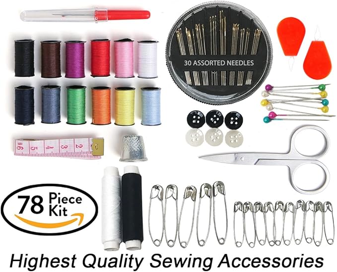 CraftLab Sewing Kits Mini Travel Sewing Kit - Portable Emergency Set with Needles, Thread, Scissors