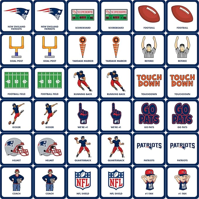 MasterPieces Officially Licensed NFL New England Patriots Picture Matching Card Game for Kids and Families