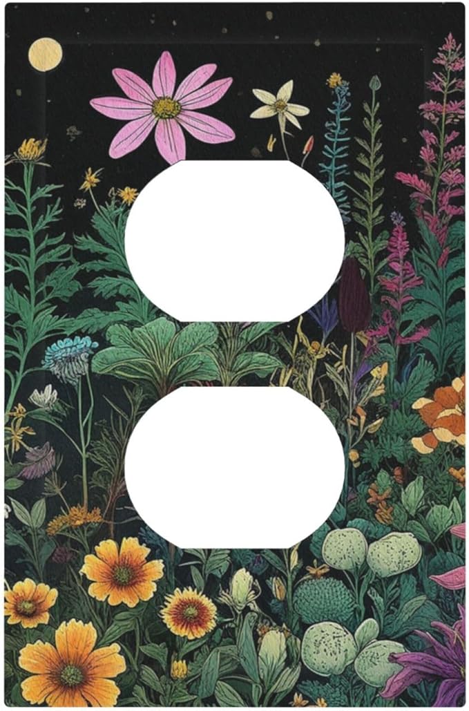 Decorative Outlet Covers Brainstorming Sketches of Weeds Wildflowers Plants 1 Gang Duplex Light Switch Cover Plate Wall Plates Electrical Outlets Electrical Switchplate Face Plate