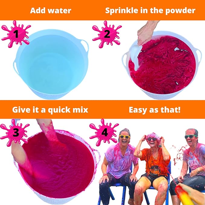 PARTY GOAT Pink Instant Slime Powder. Bulk 25 Gallon Kit. Just Add Water. Liquid Slime Mix to Dump on People in Fundraisers & Games