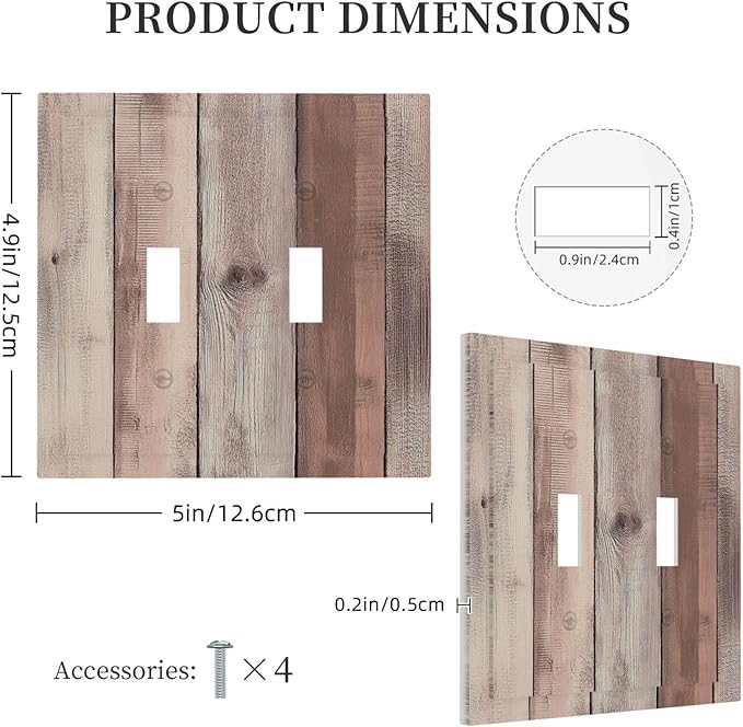 Decorative Switch Plates Vintage Natural Wood Rustic Cinnamon 2 Gang Double Toggle Outlet Light Switch Cover Wall Plate Electrical Faceplate For Farmhouse Cabin Decor