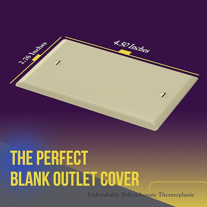 ENERLITES Blank Device Wall Plate, Gloss Finish, Standard Size 1-Gang 4.50" x 2.76", Polycarbonate Thermoplastic, 8801-I-10PCS, Ivory (10 Pack)