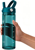 20oz Kids Water Bottle, BPA Free Thick Tritan Plastic Reusable, Clear Water Bottle with Straw, Leakproof Lid, Dishwasher Safe, Boy girl for School,Travel Turquoise Green