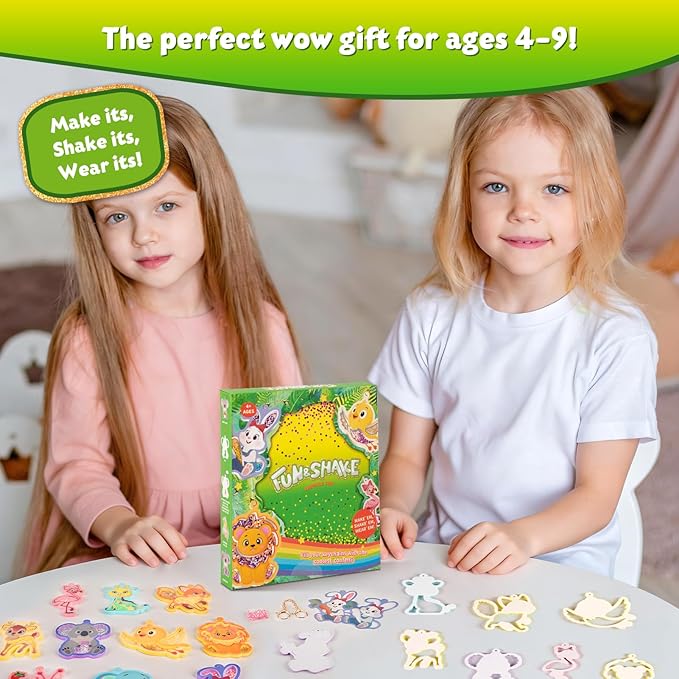 Shake-its Glitter Craft Kits, DIY Art Kit for Kids - Fun Shake Art Supplies, Creative Arts and Crafts Activity Gifts for Girls & Boys Ages 4 5 6 7 8 9 (Animals Friends)