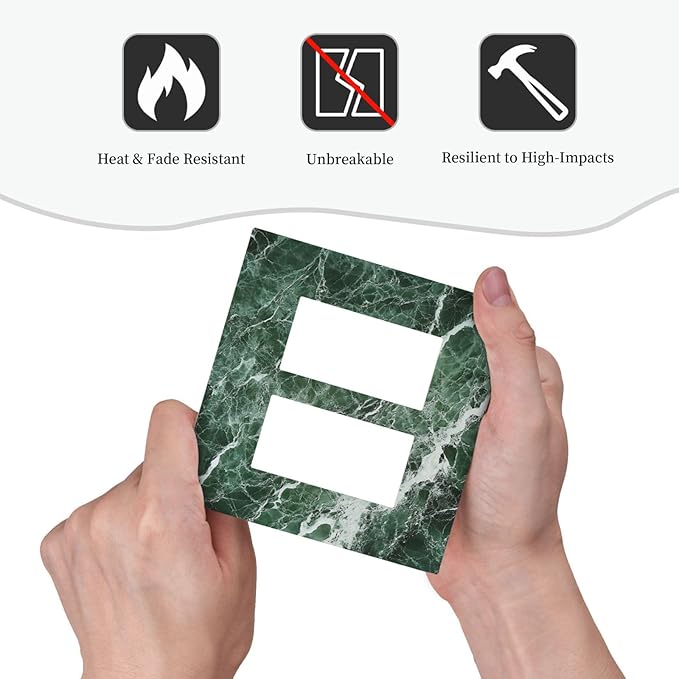 Decorative Outlet Covers Forest Marble Dark Green With White Vein 2 Gang Double Gfci Rocker Electrical Wall Panels Light Switch Cover Plate For Bathroom Kitchen Decor