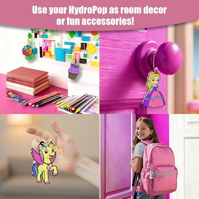 WurLoo Aqua Puffs 3D Art Kit for Kids, Mess-Free Paint by Number Crafts with Princesses & Unicorns, DIY Color & Inflate Activity, Travel Toys & Creative Gifts for Girls Ages 4, 5, 6, 7, 8, 9, 10