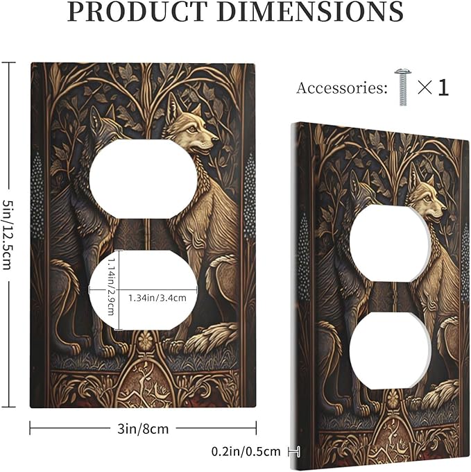 Medieval Wolves Animal Vintage Print Outlet Covers 1 Gang Duplex Light Switch Cover Decorative Switch Plates Electrical Receptacle Faceplate Wall Plate for Farmhouse Home Decor