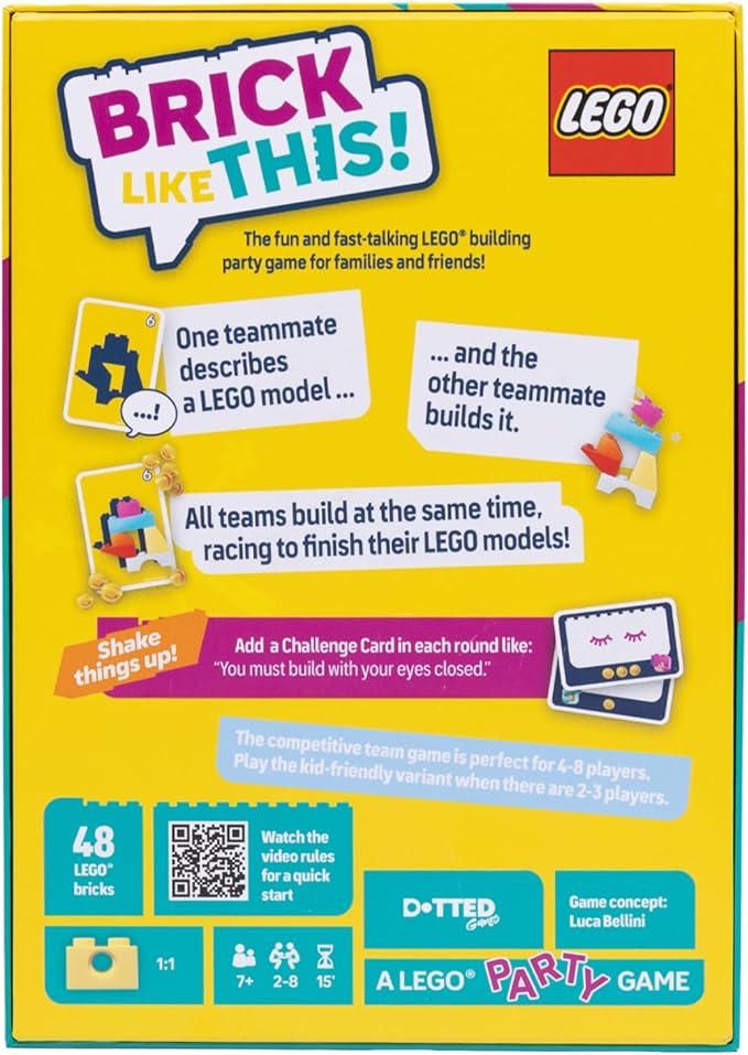 Asmodee Brick Like This! The Official Lego Party Game - A Fast, Fun Building Game for Families, Kids, Teens & Adults, Ages 7+, 2-8 Players, 15 Minute Playtime