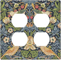 Outlet Covers Morris Strawberry Thrush Birds Colorful Plants 2 Gang Double Duplex Decorative Light Switch Covers Electrical Wallplates Socket Faceplate For Bed Room Living Room Decor