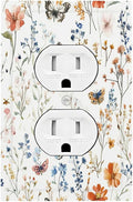 Outlet Covers Vintage Wildflowers Plants Floral 1 Gang Duplex Light Switch Cover Decorative Switch Plates Electrical Receptacle Faceplate Wall Plate For Bed Room Living Room Decor