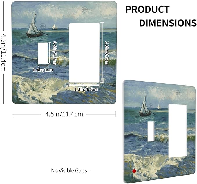 Nautical Ocean Waves Sailboat Painting Blue Sky Outlet Covers 1 Toggle 1 Rocker Combination Decorative Wall Plate Electrical Switch Plates Light Switch Cover Plate for Bathroom Bedroom Decor