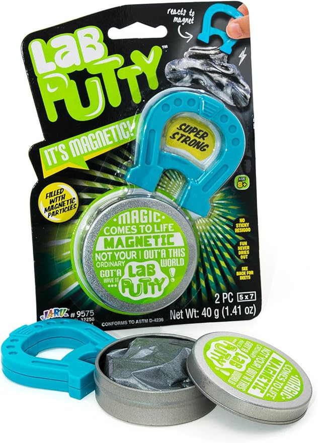JA-RU Lab Putty Magnetic Slime with Magnet & Tin Container (1 Unit) Squishy Fidget Toy Magnetic Putty for Kids. Non Sticky Slime. Anger Management Toys. Sensory Party Favors. 9575-1A
