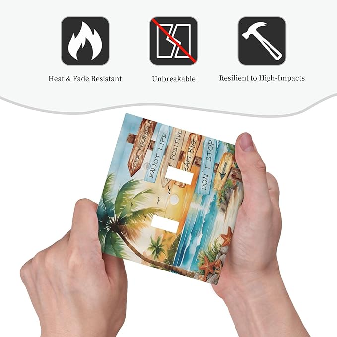 Tropical Beach Palm Tree Summer Coastal Ocean Sunset Decorative Switch Plates 2 Gang Double Toggle Outlet Light Switch Cover Wall Plate Electrical Faceplate for Bedroom Living Room Decor