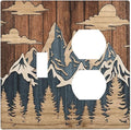 Blue Mountain Range Forest Nature Wilderness Wood Texture Wallplates 1 Toggle 1 Duplex Switch Plate Electrical GFCI Faceplate Decorative Light Switch Covers for Farmhouse Home Decor