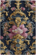 Decorative Light Switch Cover Plate Rococo Pink Floral Flower Gold Leaf 1 Gang No Device Single Blank Outlet Covers Wall Plates for Electrical Outlets Faceplate for Bedroom Home Decor