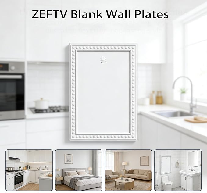 ZEFTV 20 Pack Mid-Size Blank Wall Plates 1-Gang blank Switch Outlet Electrical Cover Plate Unbreakable Thermoplastic Faceplate for Light Receptacle Outlet Switch, Classic Beaded Relief Design, White