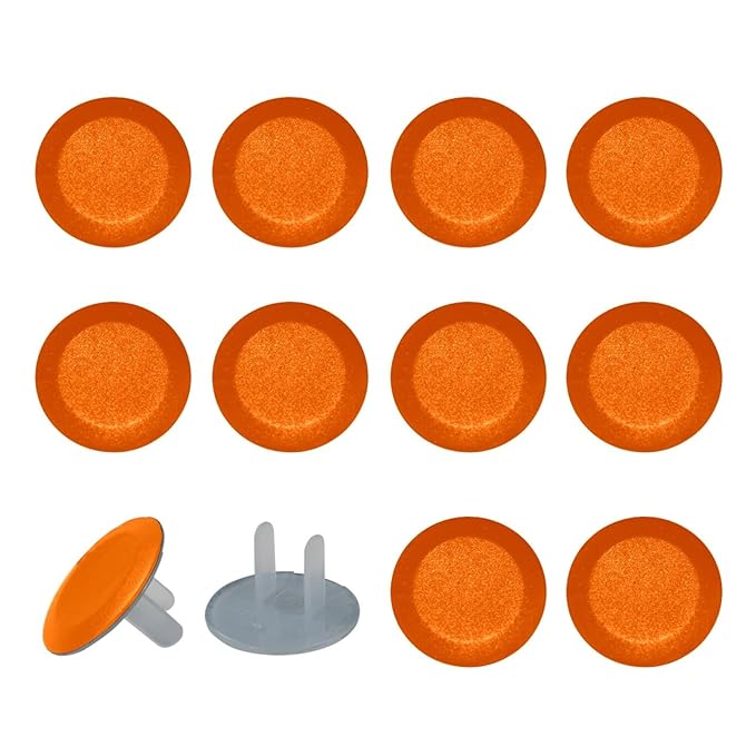 Pure Dark Orange Color Pattern Outlet Plug Covers - 12/24 Pack Safety Electrical Plug Protectors