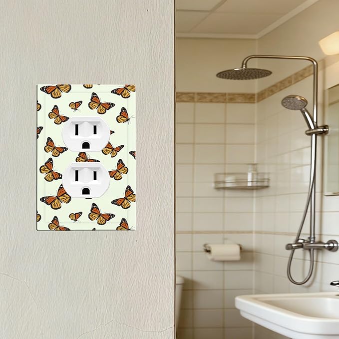 Monarch Butterfly Duplex Wall Plate - 1-Gang Standard US Size Butterfly Migration Outlet Covers, Vibrant Orange Whimsical Garden for Girls Room