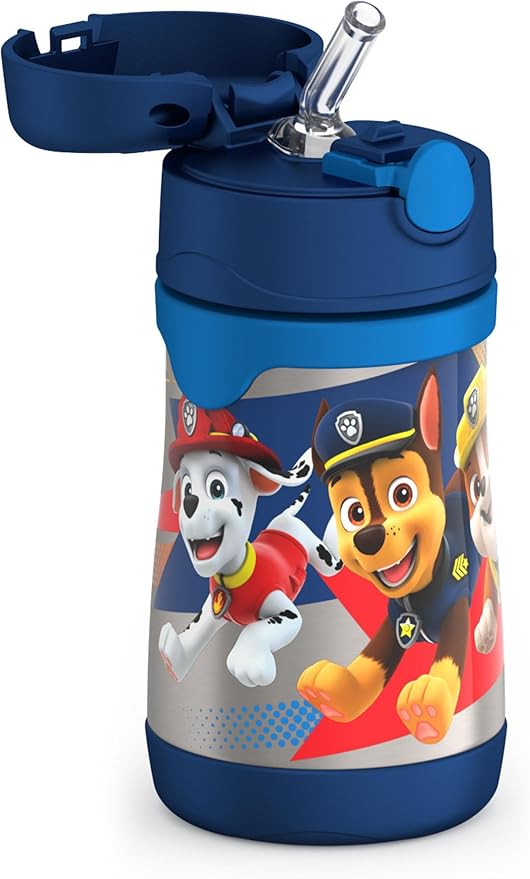 THERMOS Vacuum Insulated Stainless Steel 10oz Straw Bottle, PAW PATROL BOY (Pack of 3)