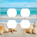 Outlet Covers Seashells Beach Starfish Scallop 2 Gang Double Duplex Decorative Light Switch Covers Electrical Wallplates Socket Faceplate For Bathroom Home Decor
