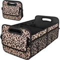 Deosk Trunk Organizer and Storage with 6 Big Pocket,Car Accessories for Women/Men 50L Waterproof Polyester Trunk Organzier for Car/SUV/Minivan/Truck(Medium,Leopard print)