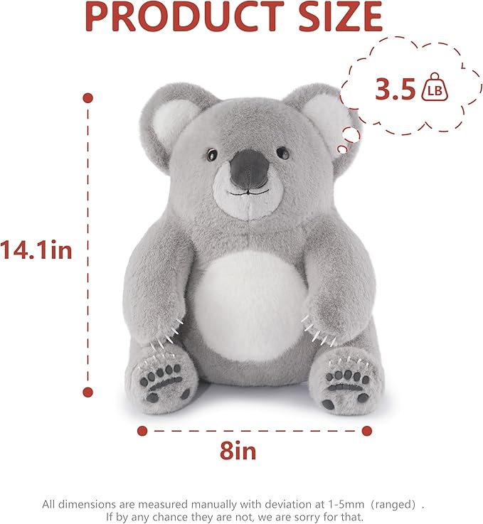 Niuniu Daddy 14" | 3.5 Pound Koala Weighted Stuffed Animal Plush, Giant Koala Pillowfort Lap Plush Toys for Kids Adults Baby, Large Cute Body Pillow for Gift Present Birthday Christmas Holiday
