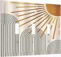 Mid Century Beige Boho Abstract Sun Vintage Arch 3 Gang Light Switch Covers Decorative Triple Toggle Wall Plate Electrical Faceplate Switchplate for Country Bathroom Bedroom Home Decor