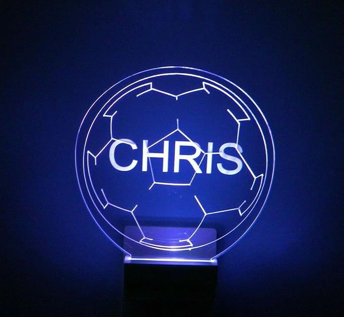Night Light Multi Color Personalized LED Plug-in, Ultra-Slim Touch Night Light Smart Dusk to Dawn Sensor, Kids Children's Bedroom Kitchen Bathroom Hallway Play Room Variations (Soccer Ball)