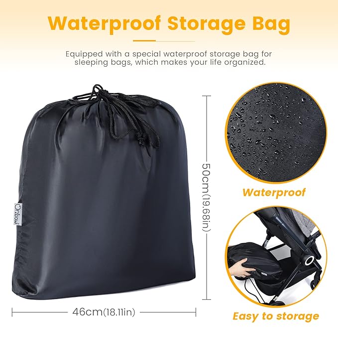 Orzbow Warm Bunting Bag Universal, Stroller Sleeping Bag Cold Weather, Waterproof Toddler Footmuff (Blue, Large)