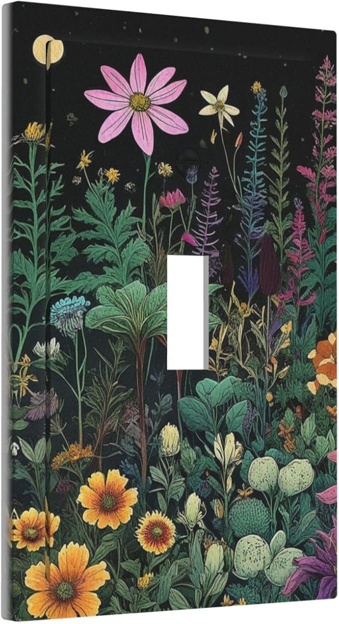 Decorative Light Switch Cover Plate Brainstorming Sketches of Weeds Wildflowers Plants 1 Gang Wall Plate Oversized Single Toggle Wall Cover Plate Jumbo Electrical Face Plate
