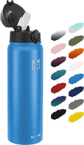 Fanhaw 32 oz Insulated Stainless Steel Water Bottle with Straw Lid, Leakproof Sports Bottle for Men, Women & Teens (Sky Blue)