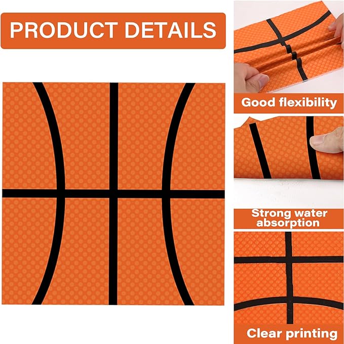 48Pcs Basketball Paper Plates and Napkins Basketball Birthday Party Decorations Sport Party Supplies Black Orange Dessert Plates Disposable Tableware Set for Teenagers Kids Boys Adults Serve 24