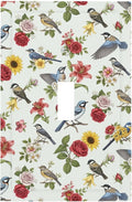 Vintage Birds & Blooms 1-Gang Toggle Light Switch Plate, English Countryside Chintz Botanical Floral & Songbird Decorative Wall Plate for Bedroom Decor