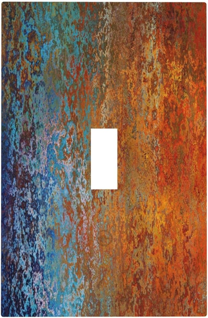 Red/Celestial Blue Rust Colorful Metal Rusty 1 Gang Light Switch Cover Single Toggle Wall Plates Switchplate Covers Decorative for Kitchen Living Room Accessories Decor