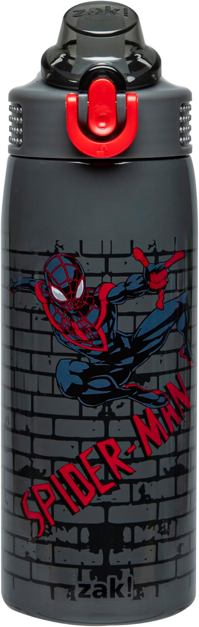 Zak Designs Marvel Spider-Man Sage Kids Water Bottle For School or Travel, 19oz Stainless Steel Water Bottle With Straw, Handle, and Leak-Proof, Pop-Up Spout Cover (Miles Morales)