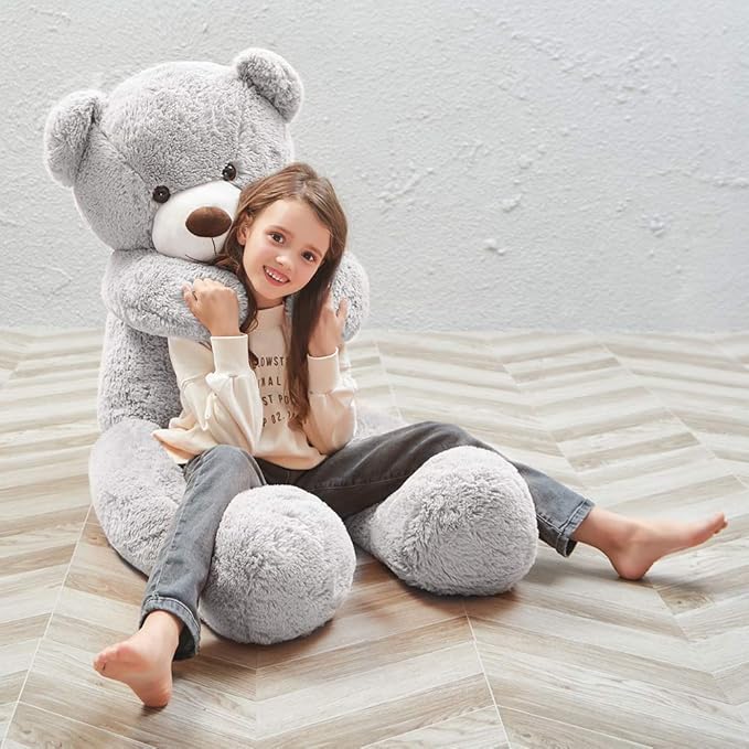MorisMos Big Teddy Bear, 55inch Large Big Teddy Bear Plush, Lifesize Stuffed Animals Gifts for Girlfriend, Boyfriend, Gray