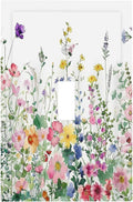 Decorative Light Switch Cover Boho Colorful Flowers Plant Rustic Wildflower 1 Gang Single Toggle Device Electrical Faceplate Switchplates Decorator Outlet Wallplate for Bed Room Bathroom