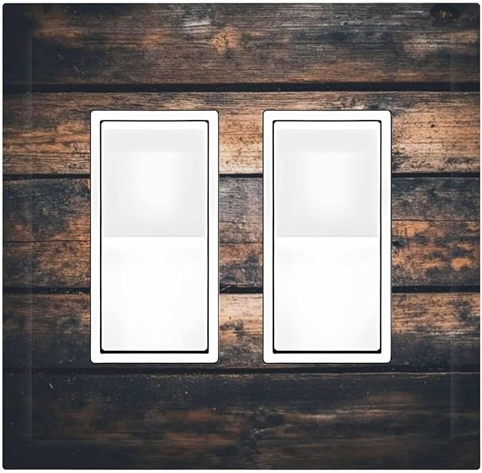 Decorative Outlet Covers Brown Vintage Wooden Board Rustic Wood 2 Gang Double Gfci Rocker Electrical Wall Panels Light Switch Cover Plate For Farmhouse Cabin Decor