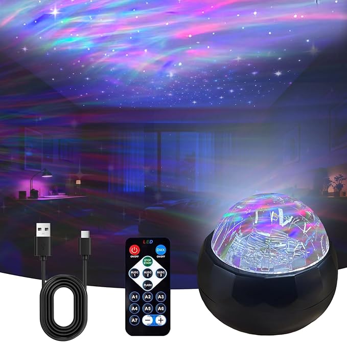 MAXROCK Projector Night Lights for Bedroom Decor, Star Sky Moon Light Projector, Romantic Muticolor Night Lighting Lamp, Creative Gifts