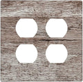 Light Switch Cover Plate Rustic Dark Grey Wood Plank Vintage Texture 2 Gang Socket Covers Double Duplex Wallplates Switch Plates and Outlet Covers for Farmhouse Home Decor