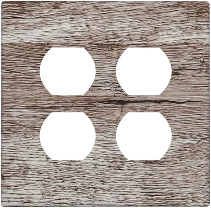 Light Switch Cover Plate Rustic Dark Grey Wood Plank Vintage Texture 2 Gang Socket Covers Double Duplex Wallplates Switch Plates and Outlet Covers for Farmhouse Home Decor