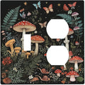 Cartoon Floral Mushroom Forest Butterfly Flowers Wallplates 1 Toggle 1 Duplex Electrical Gfci Faceplate Decorative Light Switch Covers Switch Plate for Bedroom Kids Room Decor