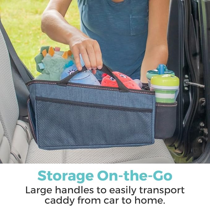 Toddleroo by North States - Car Organizer Caddy: Portable Diaper Caddy for Car - Baby Car Organizer & Storage - Navy