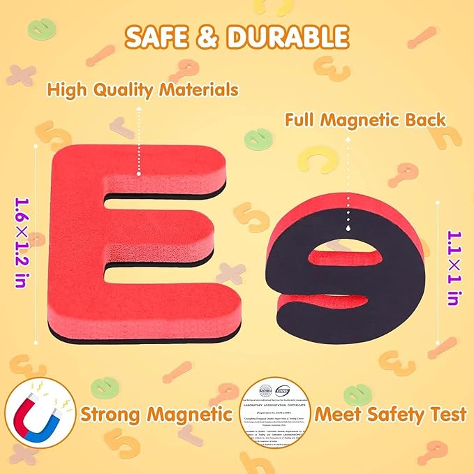 240Pcs Magnetic Letters Numbers for Classroom School Supplies Alphabet Magnets Fridge Foam Letters for Kids with Magnet Board Homeschool Preschool Educational Toys for Toddlers Spelling & Learning ABC